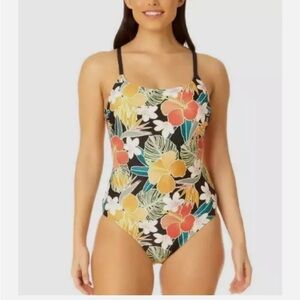 Hurley Women's Tropical Print UPF 50+ Stretch 
One-Piece Swimsuit XL